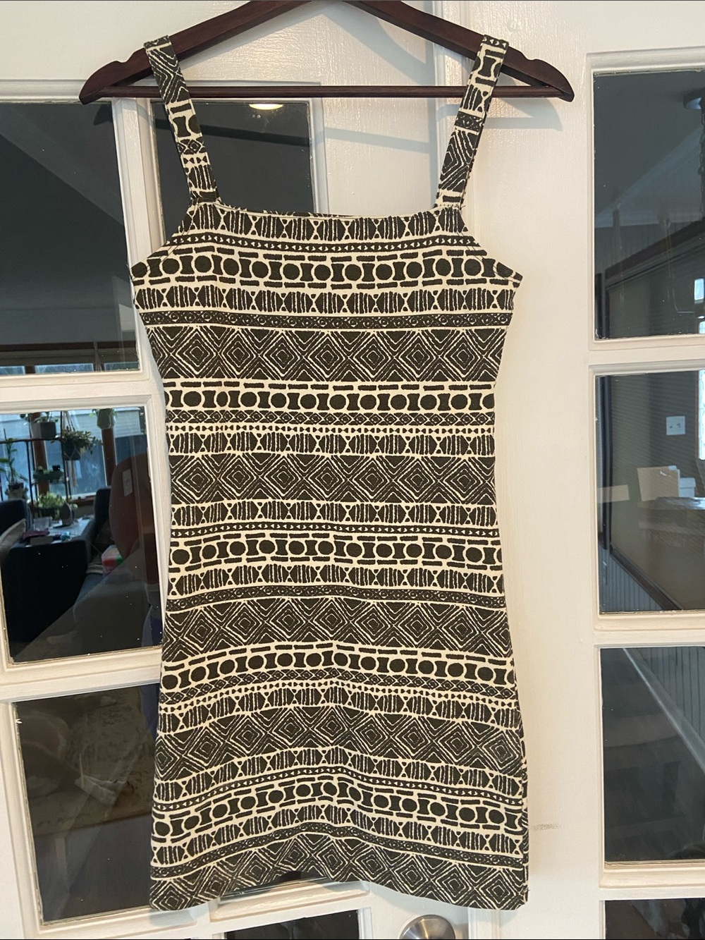 Brandy Melville Black and White Geometric Mini Dress